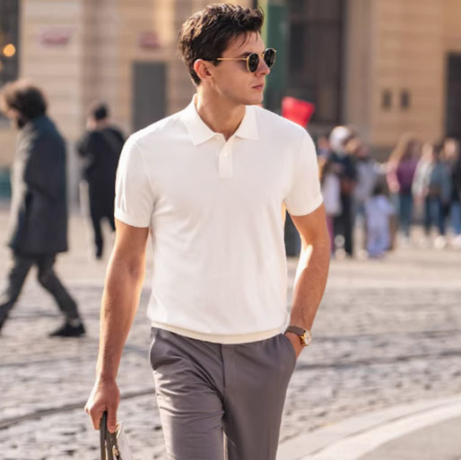 POLO camisa solapa suéter de manga corta hombres negocios británicos slim fit verano hielo seda Europa y América marea comercio exterior transfronterizo al por mayor