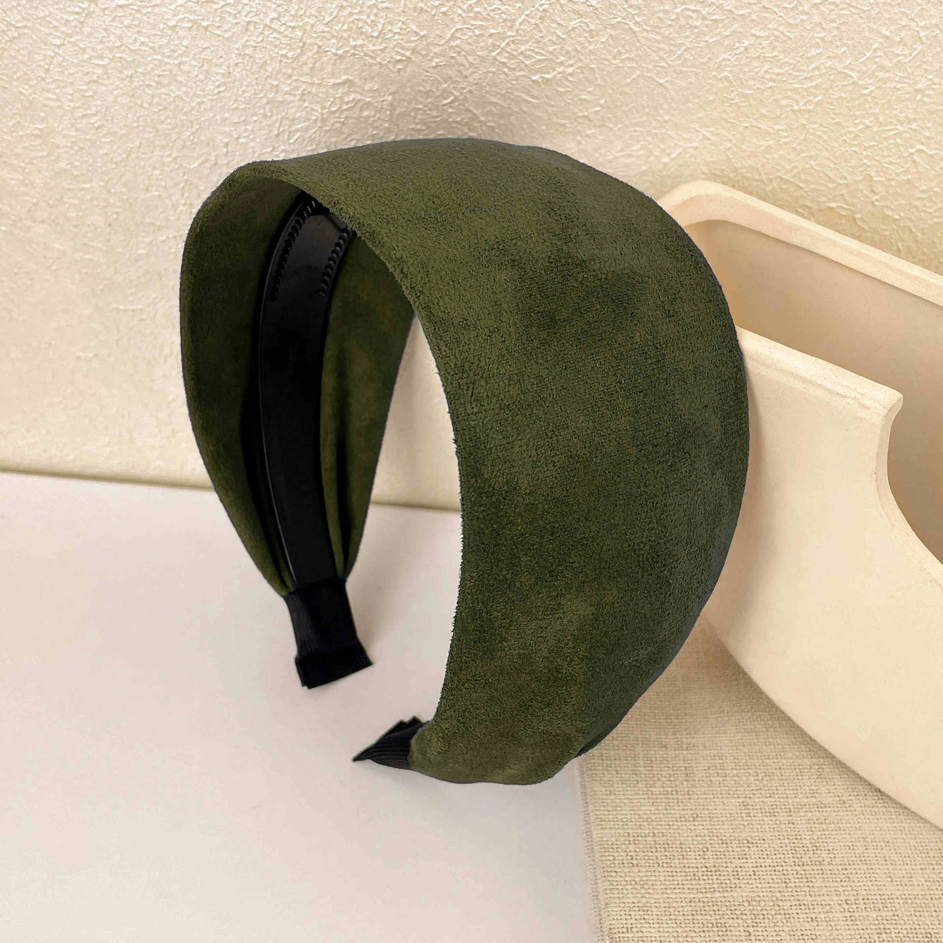 Olive green suede headband