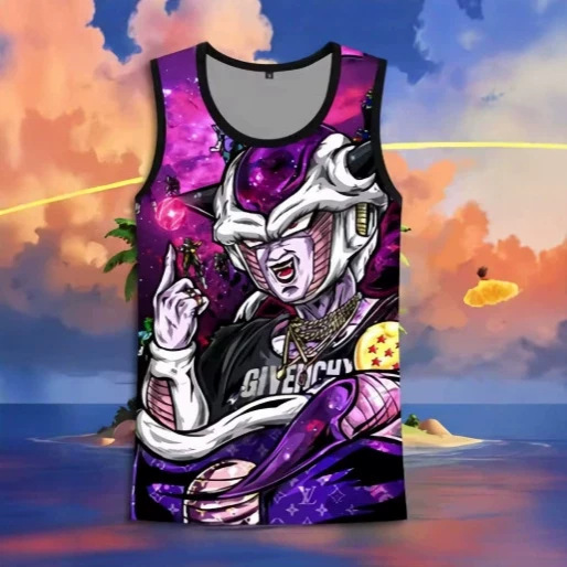 2026 Dragon Ball Super Saiyan Goku Tank Top 3D Animation Graphic Sleeveless Shirt Casual Streetwear Vest 2026 Dragon Ball Super Saiyan Goku Tank Top 3D Animation Graphic Sleeveless Shirt Casual Streetwear Vest