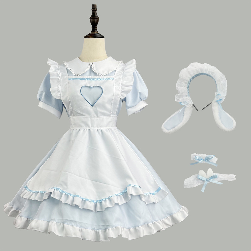 オリジナルのクロスボーダーアマゾンの超萌え透かし彫りの愛のウサギのメイドのロリータのコスプレの出演服の大きいサイズ|undefined