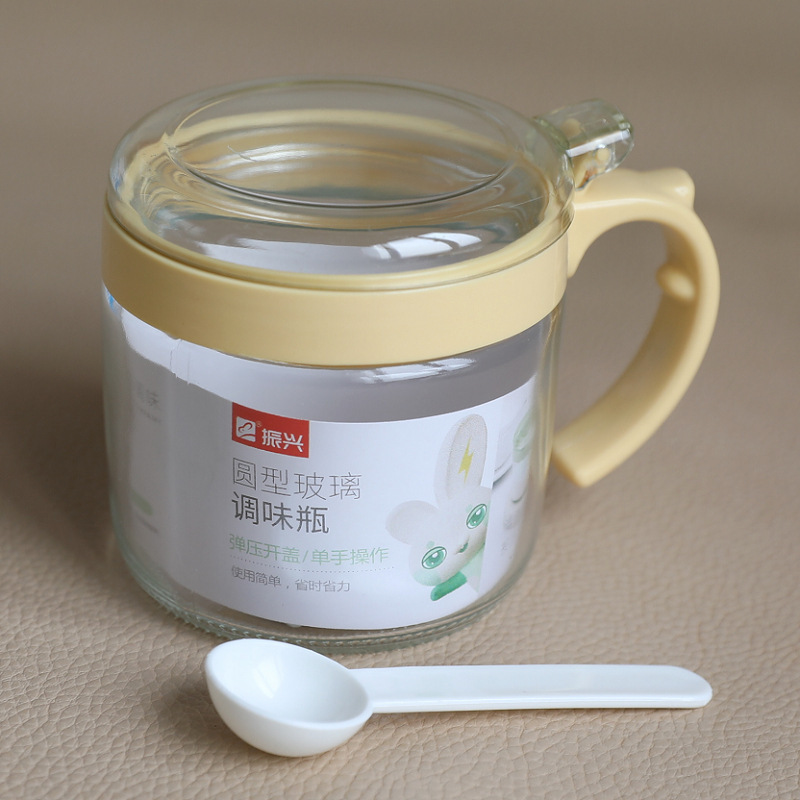 Zhenxing ガラス調味料ボトルキッチン塩シェーカースプーン調味料ボックス砂糖MSG調味料ボトルシングルガラスボトル|undefined