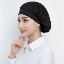 亚马逊跨境食堂餐厅透气网格防尘帽工厂车间工作帽子厨房防烟厨师