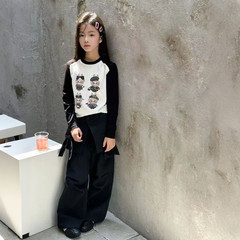 女童长袖t恤儿童超好看上衣纯棉春秋装2025新款大童衣服修身卡通4