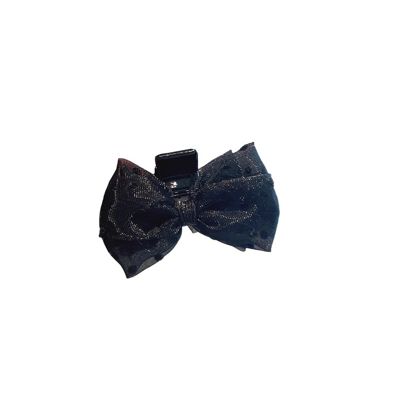 Black double-sided crab pin with bow