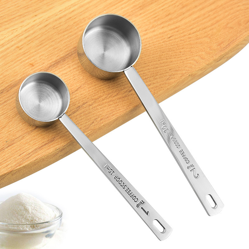厂家现货30ml咖啡量勺 304不锈钢奶粉长柄量勺15ml果粉勺烘焙工具|ru