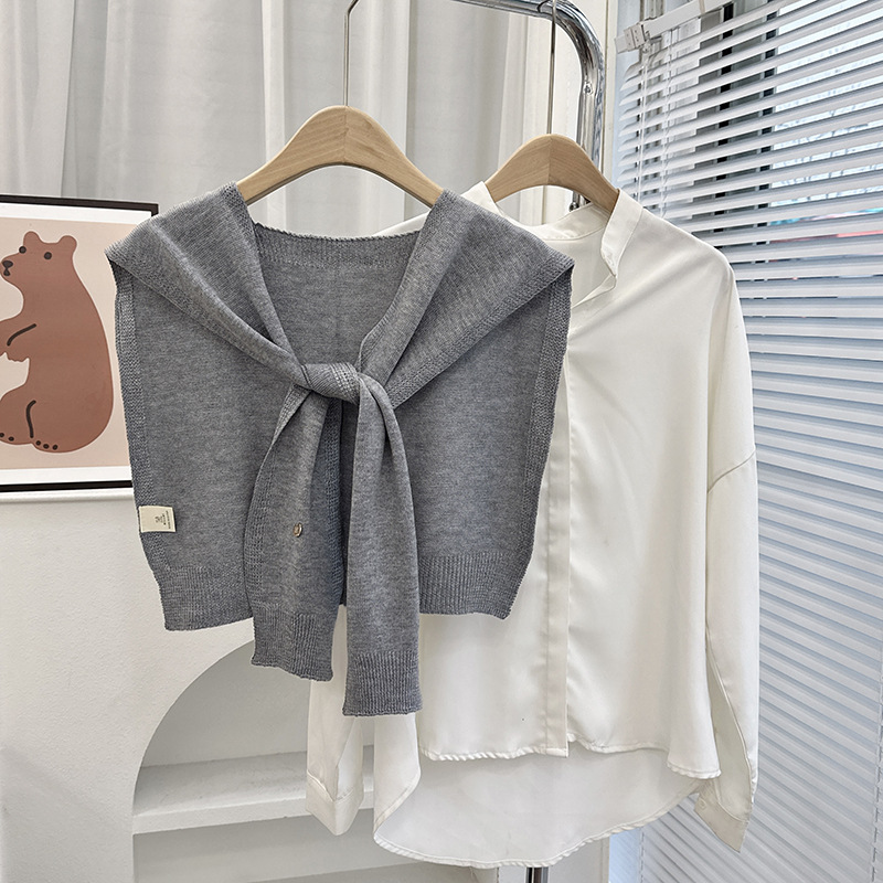 Nuevo estilo coreano Dongdamen sólido chale de punto para mujeres primavera y otoño con cardigans delgados de verano bufandas de nudos