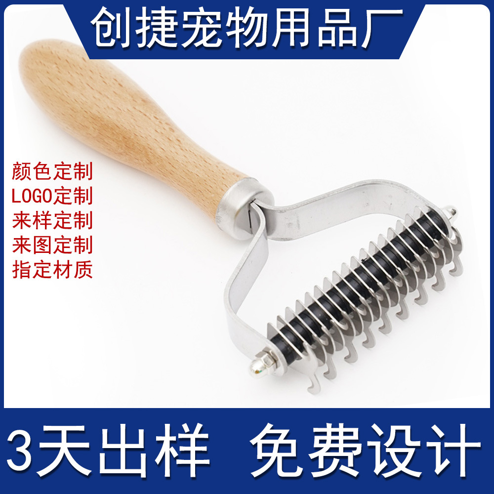 Peines de madera de doble cara para mascotas personalizados profesionales peines de acero inoxidable para perros perros gatos depilación peines de belleza