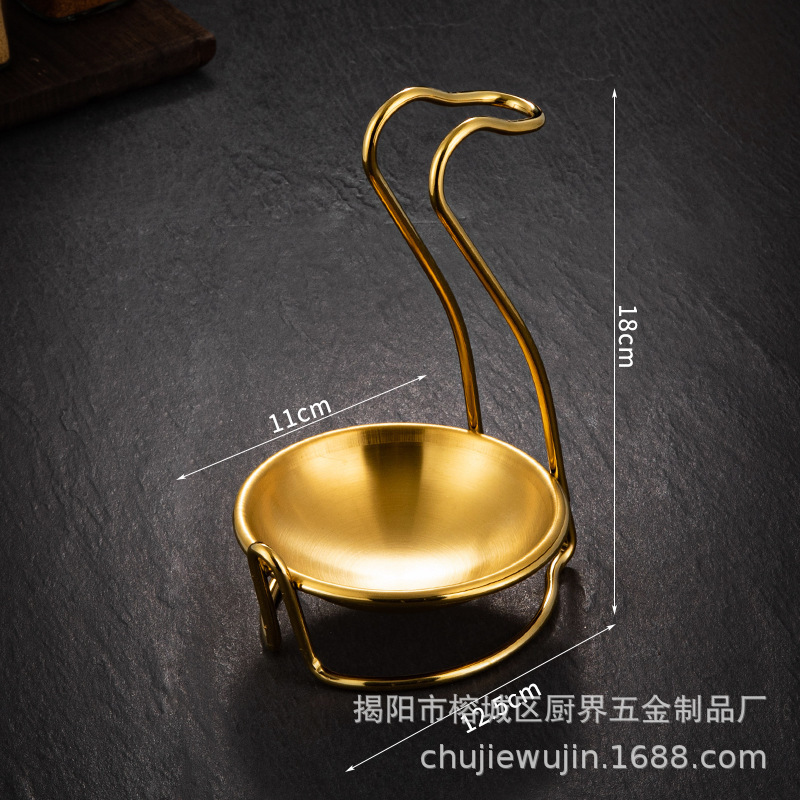 チタンメッキ金色スープスプーン棚ステンレススプーン漏れスプーン鍋スプーン棚ホテル食器棚陶磁器皿スプーン棚|undefined
