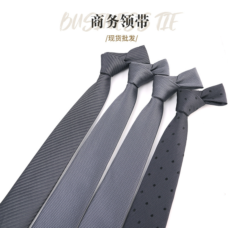 dark gray Black Tie Men's Slant Stripe Silk Rubik's Cube Dot Yarn-dyed Jacquard Gentleman Tie Suit Tie