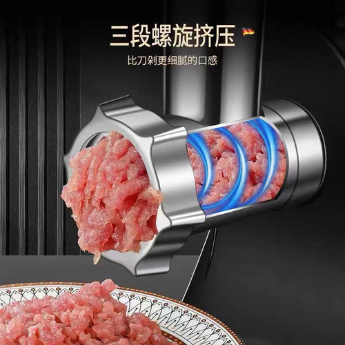 Cross-border direct supply meat grinder for home use, electric, fully automatic, stainless steel meat stuffing sausage machine, small commercial meat dumpling machine