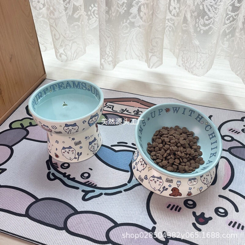 Jiyikawa 猫ボウル 黒あご防止猫 Usachi 缶詰フードボウル セラミックドッグフードボウル 猫 Xiaoba デザートボウル|undefined