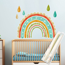 SDS011跨境彩虹系列闪粉墙贴儿童房卡通背景墙装饰自粘大尺寸贴纸