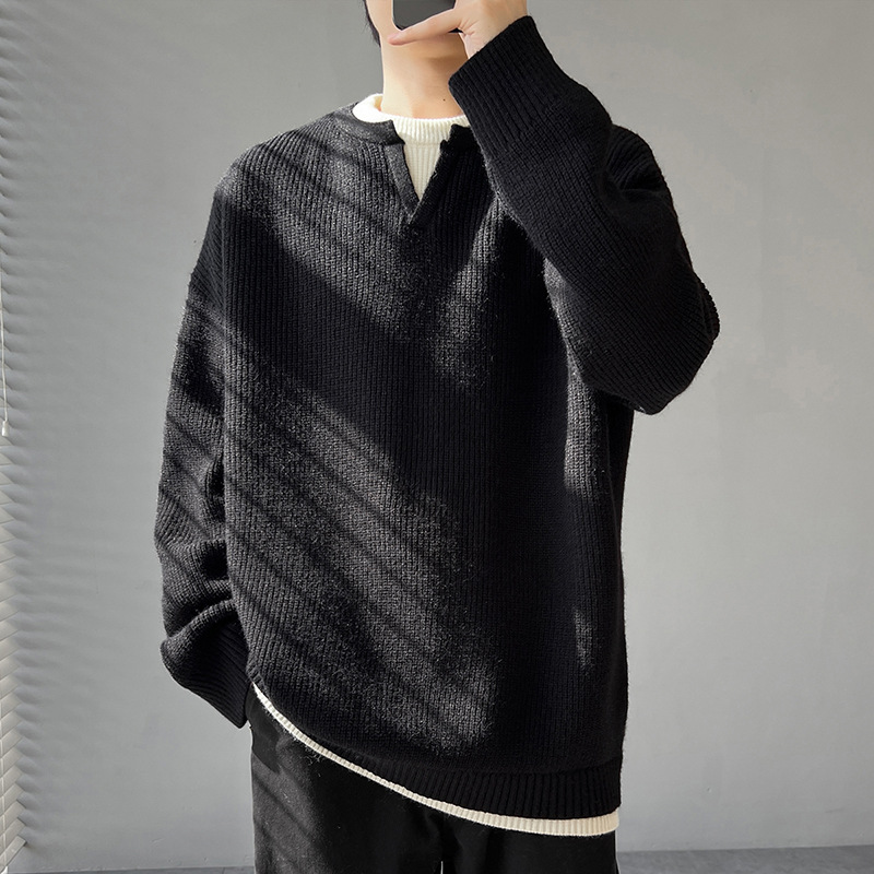 2026秋季新款宽松套头加厚保暖运动风青少年男式针织衫毛线毛衣，男装针织衫/毛衣，星座614