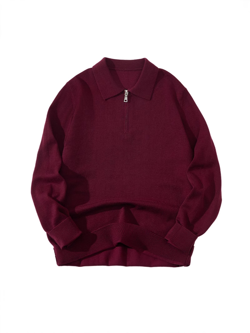 Men's casual woolen universal base solid color knitted sweater with…