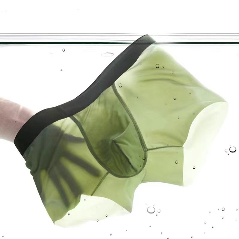 Pantalones de verano de hielo ultrafinas, secado rápido cómodo, cintura media transpirable sin rastro, bajas pantalones de hombre antibacterianas