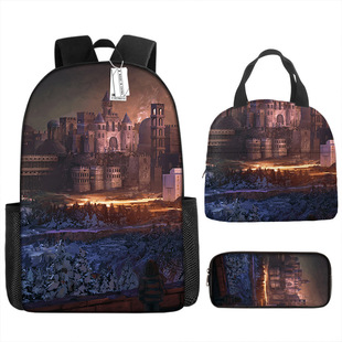 Cross-Border Quick-Release Undertale Backpack, Primary and Secondary School Student School Bag, Portable Meal Bag Three-Piece Set