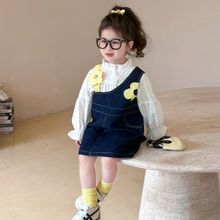 女童春秋牛仔套装2025春季新款儿童时尚洋气韩版牛仔裙衬衫两件套