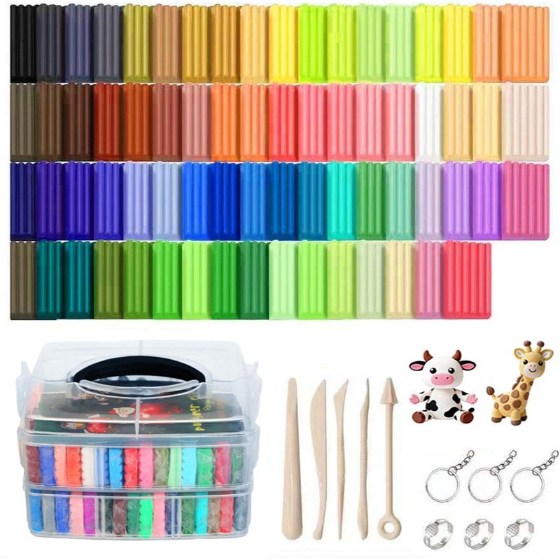 50-color soft clay set for oven-baking, including clay, tools, and a complete set of materials for DIY crafts, ornaments, and sculptures