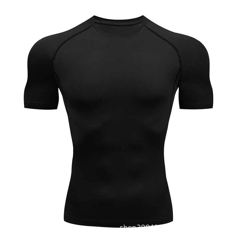 High-Elasticity Sportswear Compression Training Clothing Cross-Border Manufacturer Men's Fitness Clothing Short-Sleeved Tight-Fitting T-Shirt