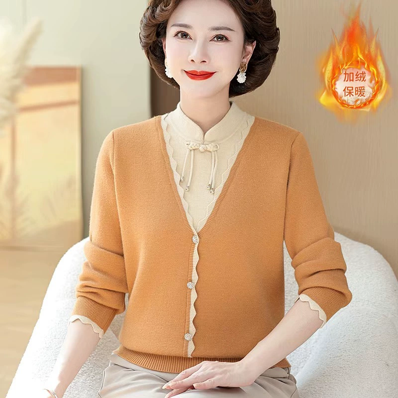 Зимняя мама плюшевый свитер для пожилых женщин толстый свитер