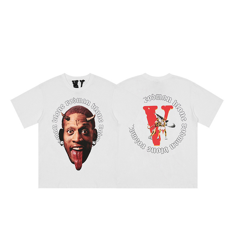 外単VLONE FOG潮牌大v字母Logo桜半袖スケッチ刺繍唇印落書きプリントtシャツ|undefined