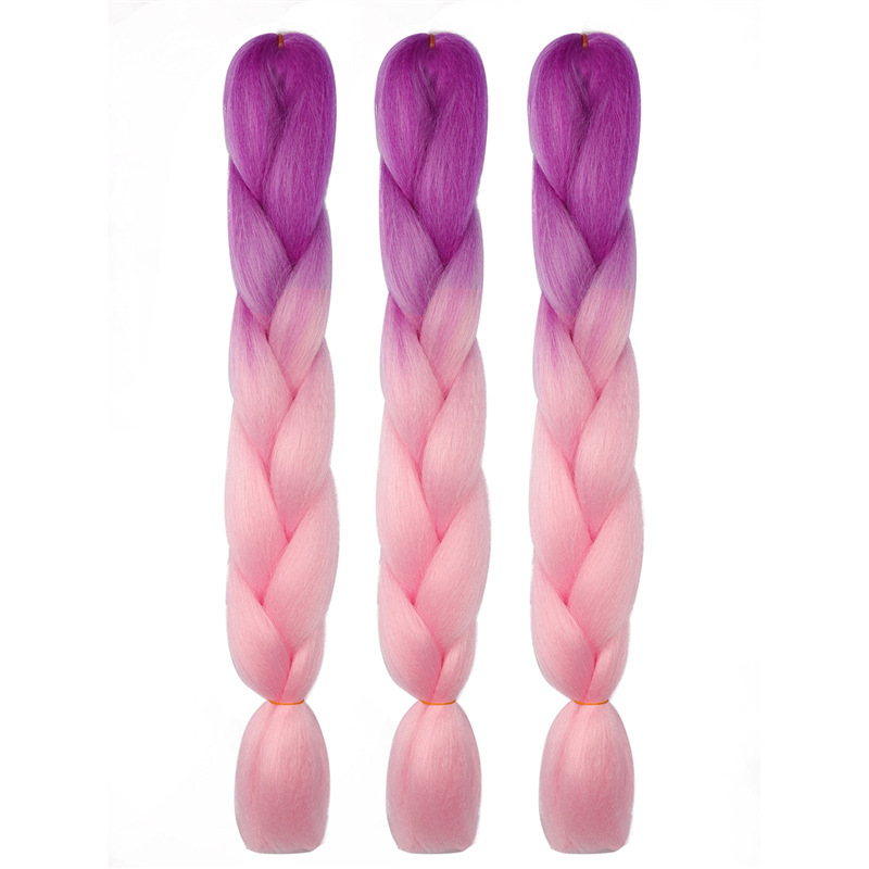 Gran trenza color peluca africana jumbo braid hair gradiente de fibra química trenza de seda de alta temperatura sucia