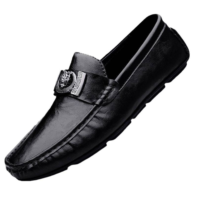 Zapatos Bean de estilo explosivo para hombres de cuero de vaca transfronterizo de alta calidad coreano de un pie zapatos para hombres perezosos zapatos casuales Lefour