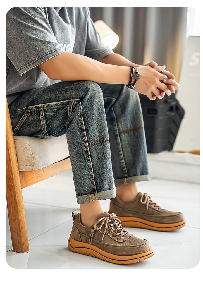 Giày thể thao nam mũi rộng, đế dày, kiểu Đức, nhẹ, đa năng, đi làm, lái xe — 8335 màu be, 8335 màu kaki, 8335 màu đen chi tiết 13