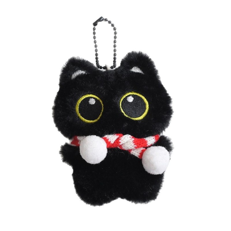 かわいい小さな黒猫の鐘キーホルダーペンダントきしむぬいぐるみガールハート人形カップル親友ギフト|undefined