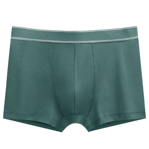 Pure Color Men's Cotton Trunks Breathable Stretch Mid-rise Invisible Flat Tabbed Boxer Briefs for Young Men