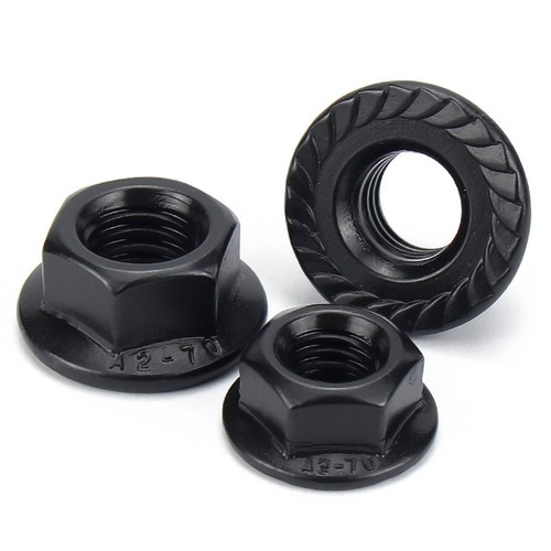 Black 304 stainless steel flange nut M3-M20 flange surface anti-loosening nut with pad anti-slip nut