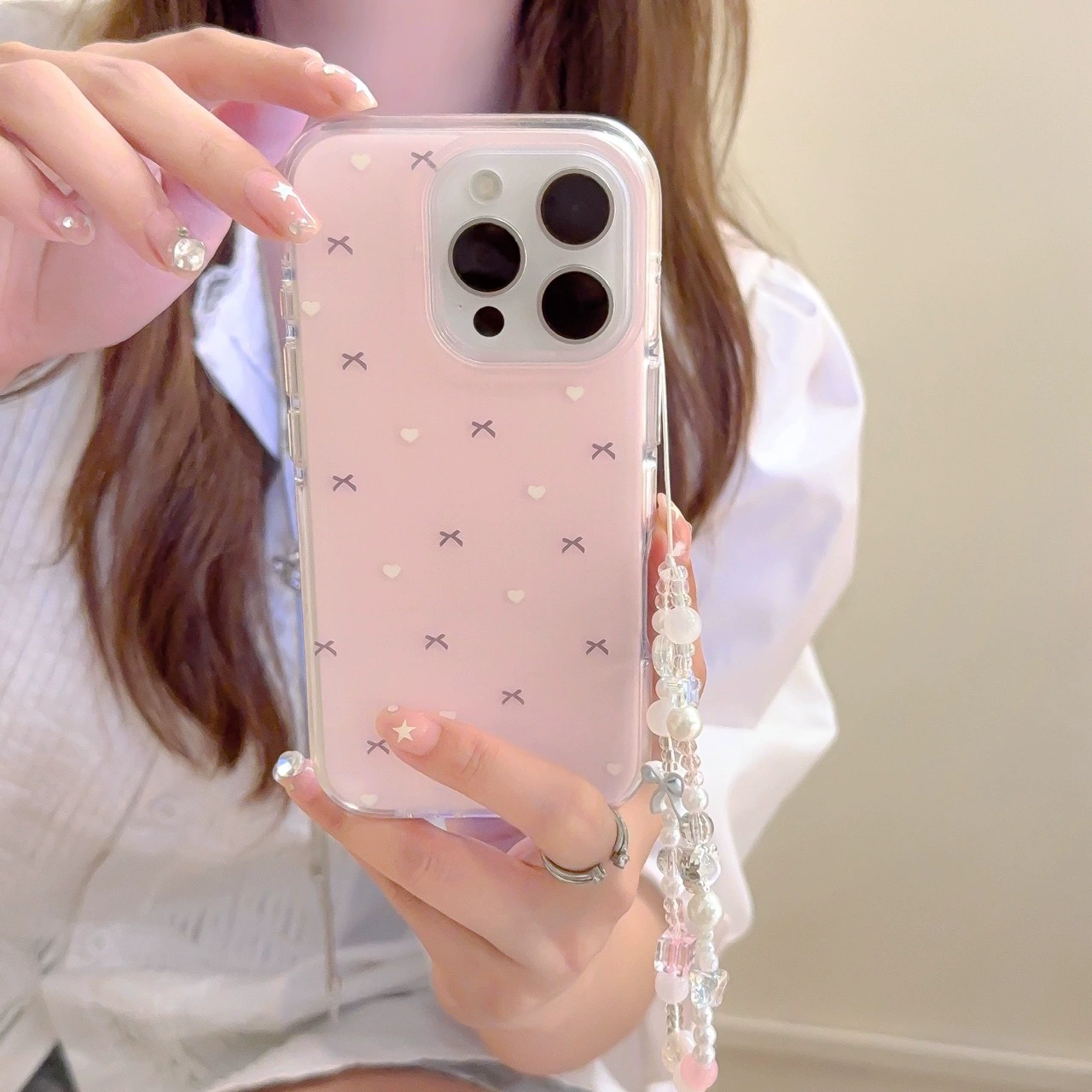 Fuchsia compatible iphone 17 with bow, phone case, fall protection