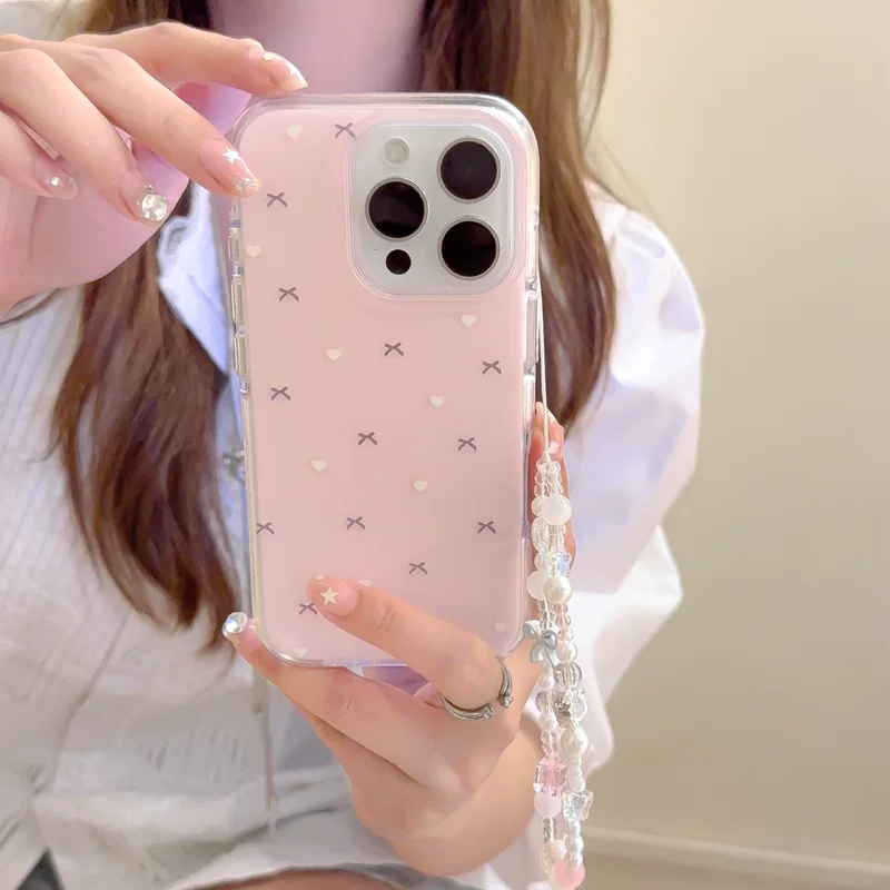 Fuchsia compatible iphone 17 with bow, phone case, fall protection