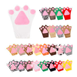 万圣节儿童表演手套COSPLAY动物爪子成人黑色卡通动物扮演爪套