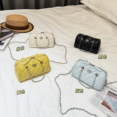 Xiaoxiangfeng ボウリングバッグ女性のハイエンドファッション絶妙なハンドバッグ本革菱形チェーンバッグクロスボディバッグ