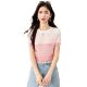 Design Crewneck Pink Gradient Short-sleeved Sweater Women's Fashionable Gentle Unique Chic Loose Slimming Short Top