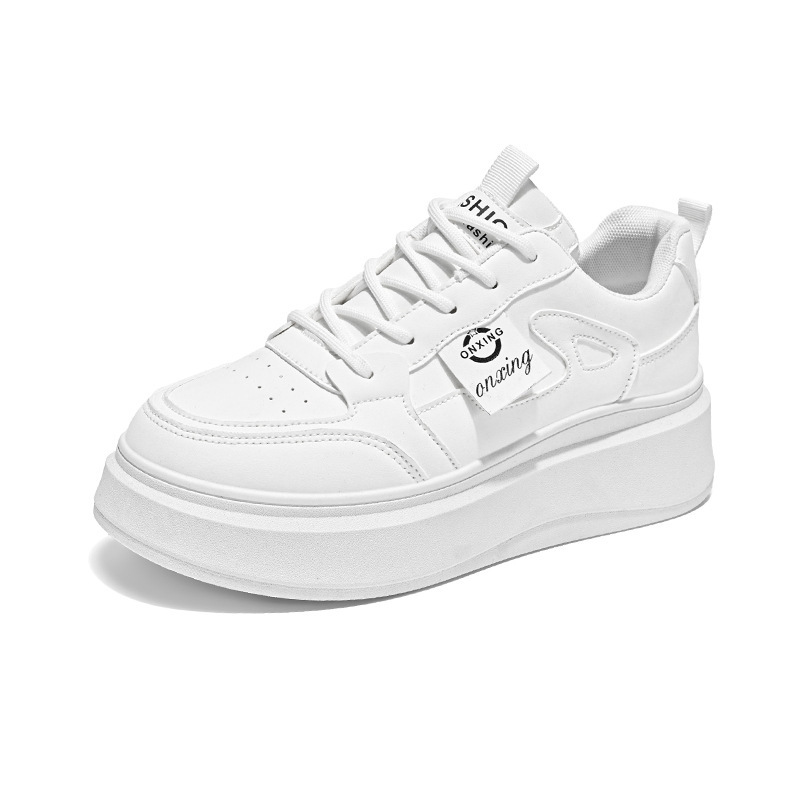 Pequeños zapatos blancos para mujeres 2025 primavera nuevos zapatos de tablero transpirables para mujeres ins coreana versátil con suela gruesa zapatos deportivos casuales de moda image 6