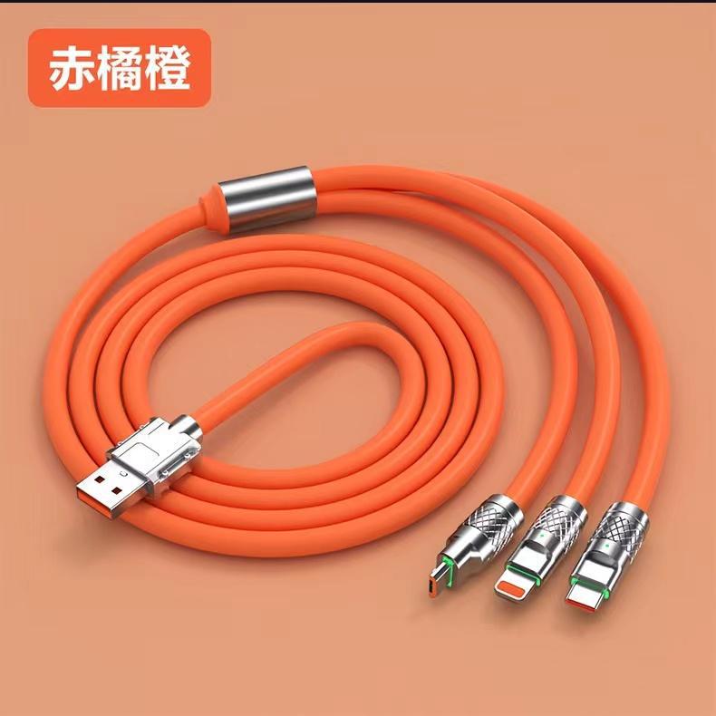 120W aleación de zinc pd línea de pasajeros un cable de tracción tres cables de datos para Huawei Android Apple cargador de teléfonos USB
