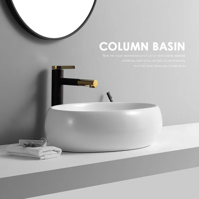 Hotel mesa de cerámica cuenca Oval lavabo único lavabo del baño lavabo del fregadero de la cuenca luz del hogar de lujo estilo