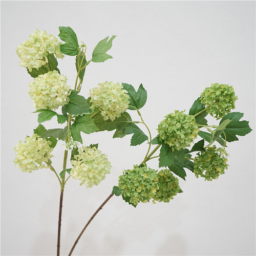 Wooden hydrangea small fresh high-quality simulated flower art 5-ratio snowball indoor model room decoration fake flowers wholesale