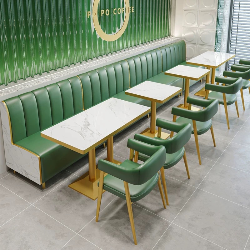 Internet-Famous Milk Tea Shop Table and Chair Set Snack Restaurant Burger Dessert Bakery Fast Food Cafe Commercial Booth Sofa