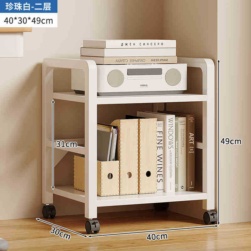 Estantería simple piso multi-capa de almacenamiento de hierro estrecha costura escritorio lateral móvil pequeña estantería estante