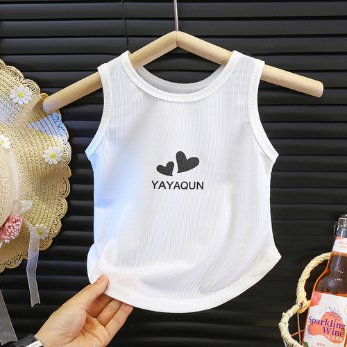 2025 New Women's Children's Tank Top Summer Outfit Fashion Children's Sleeveless Top Thin Baby Versatile Tank Top Wholesale