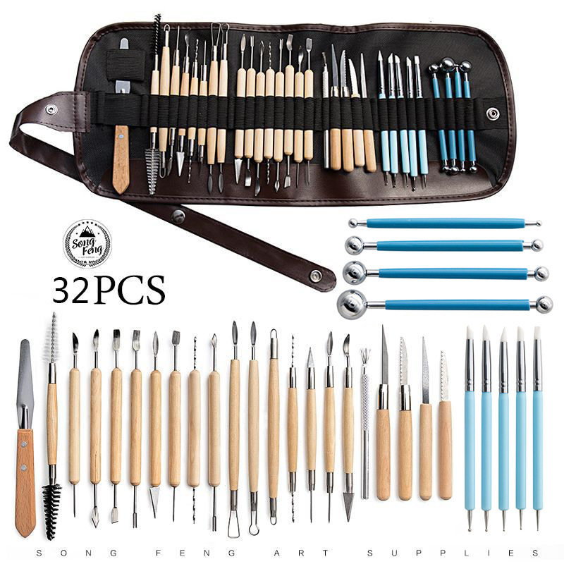 32 pieces of pottery tools suit clay stone sculpture carving knife clay DIY silicone drill indentation ballpoint pen 32 pieces of pottery tools suit clay stone sculpture carving knife clay DIY silicone drill indentation ballpoint pen