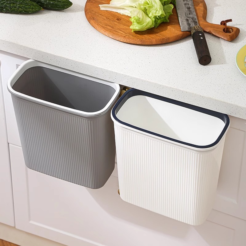 キッチン壁掛けゴミ箱大型新しいリビングルームキャビネットドア吊り下げ紙バスケット生ごみトイレ分類収納バケツ|undefined