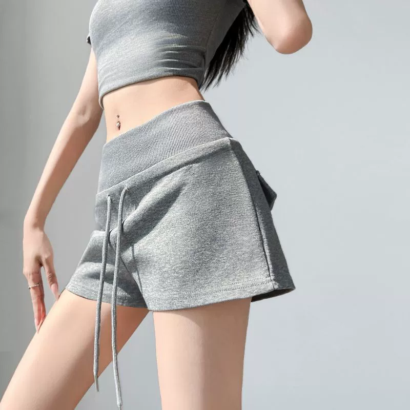 Sports shorts, summer trousers, American style, tight, oversize, drawstring