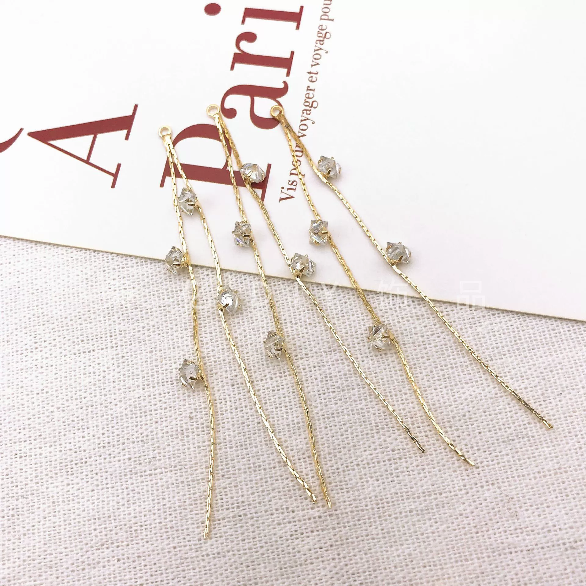 Long zirconium with rhinestones, earrings, cute accessories, city style, Japanese and Korean