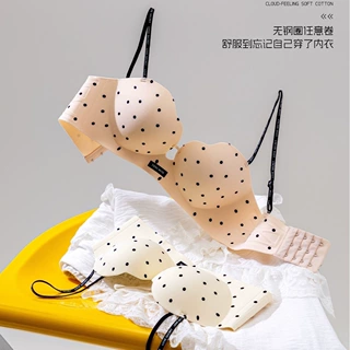 无痕立体无钢圈软支撑内衣复古波点杯面字母细肩带薄款女士文胸罩