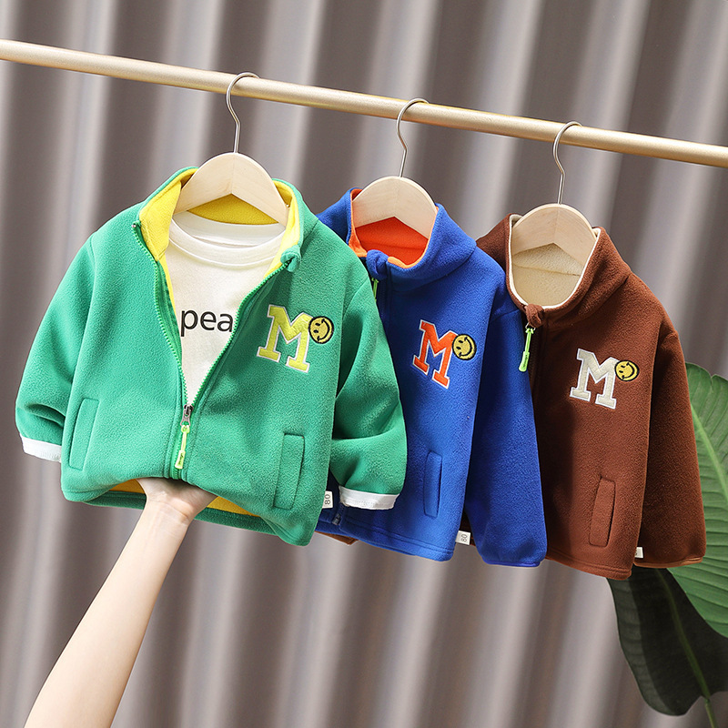 2022 Autumn Boys' Zipper Jacket Long Sleeve Coat Baby Boys Versatile Outing Top Trendy Children's Outfit Mid-Length Style