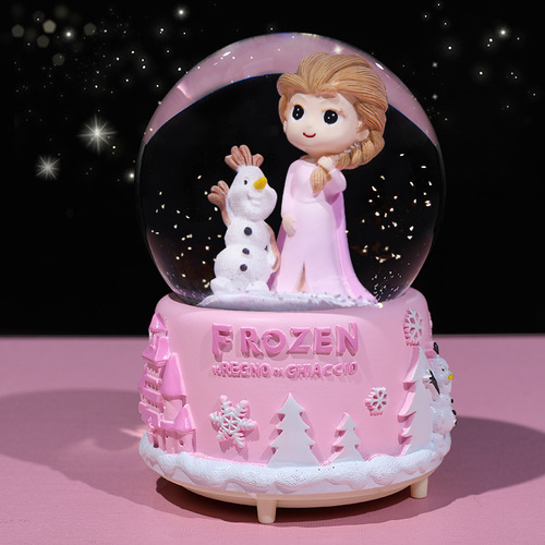 Rotating snow ins girl heart princess crystal ball music box crafts children girls gift creative ornaments